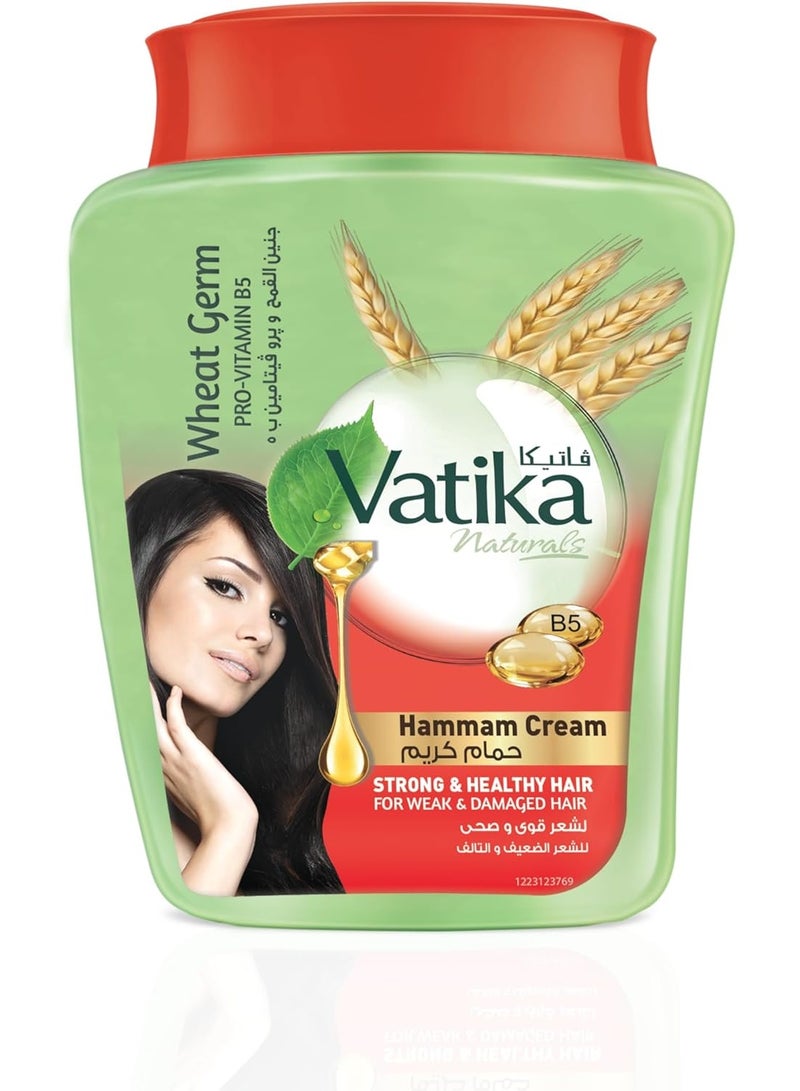 Vatika Naturals Wheat Germ Conditioning Hammam Cream (225g) | Pro-Vitamins B5 | Nourishes Weak and Damaged Hair